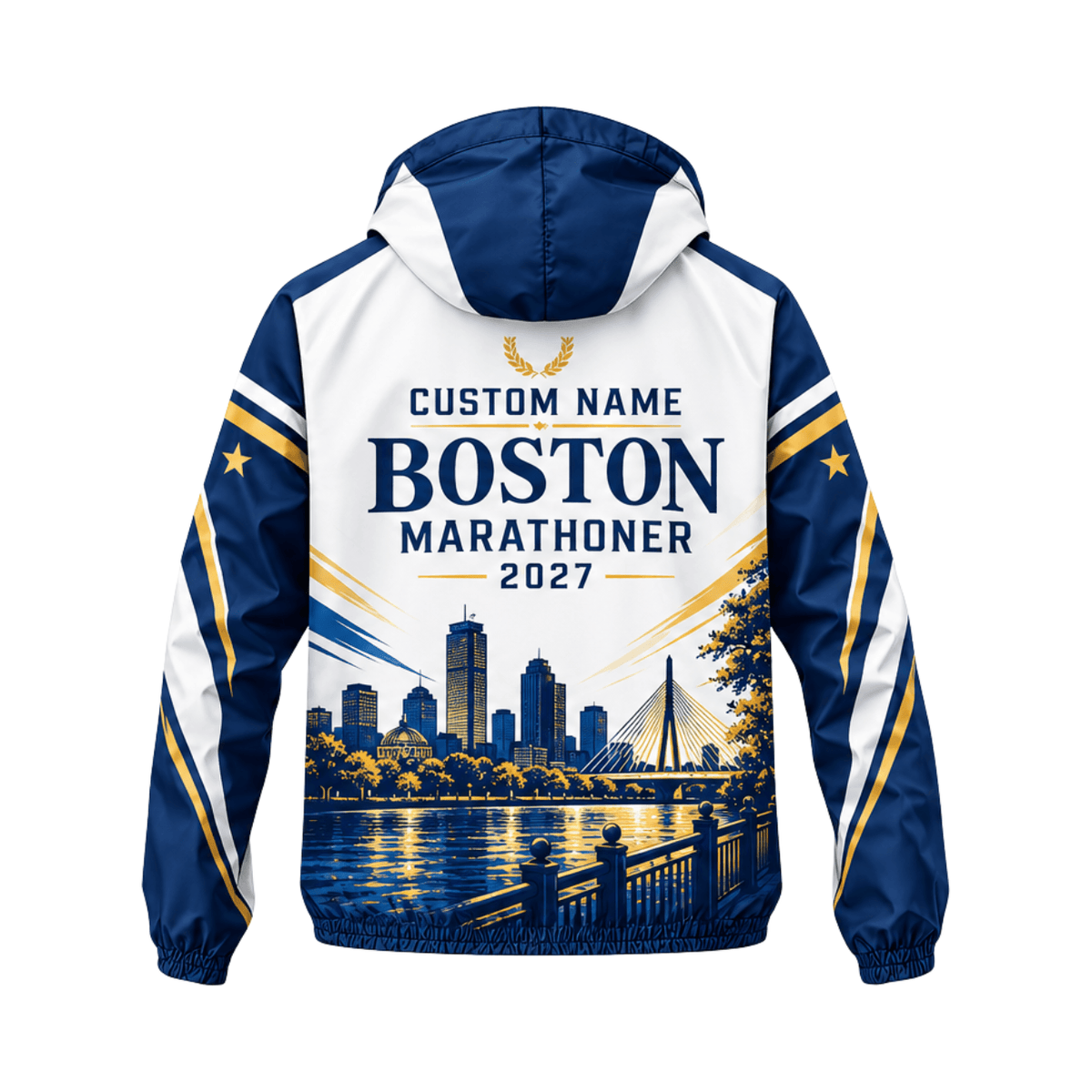 Custom Name Boston 2027 Marathoner Running Windbreaker Jacket