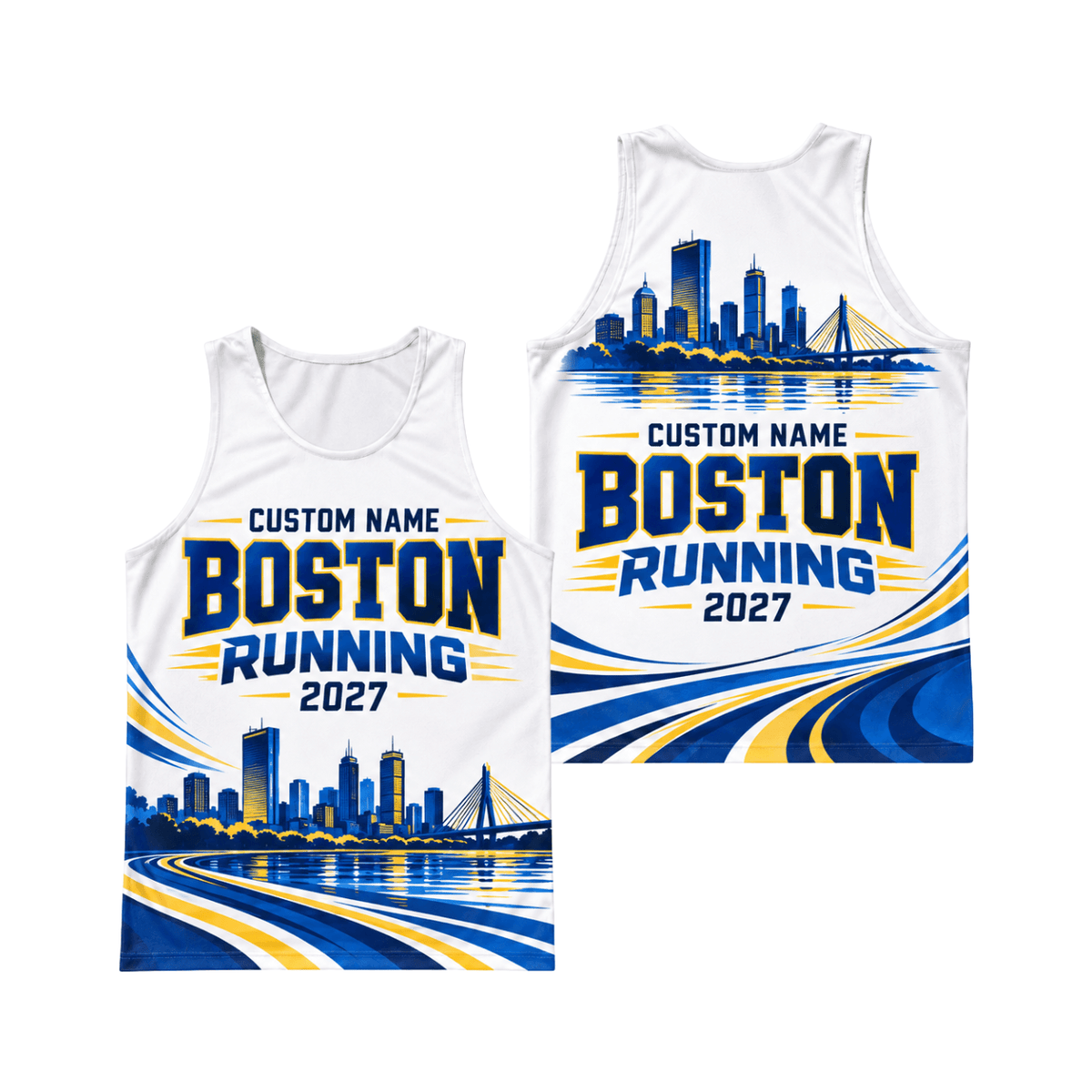 Custom Name Boston 2027 Running Singlet Unisex Marathon Tank Top