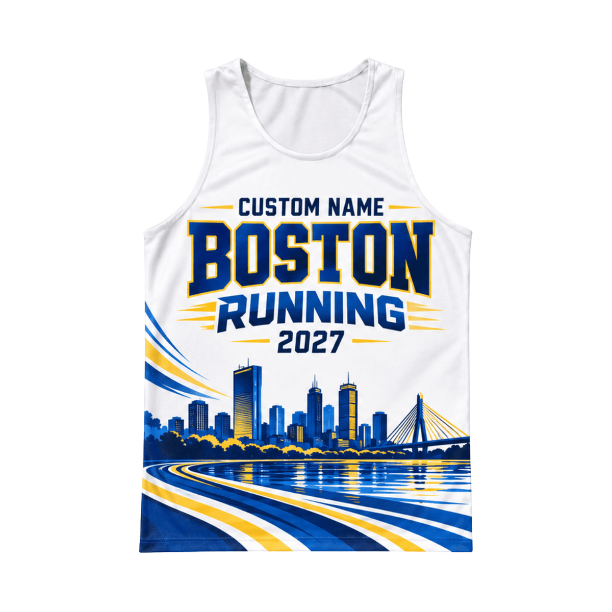 Custom Name Boston 2027 Running Singlet Unisex Marathon Tank Top