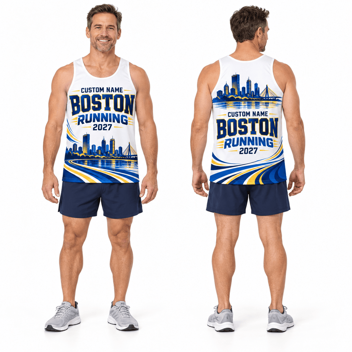 Custom Name Boston 2027 Running Singlet Unisex Marathon Tank Top