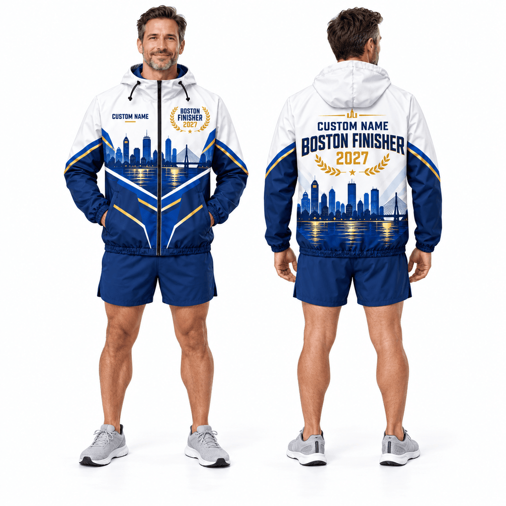 Custom Name Boston Finisher 2027 Running Windbreaker Jacket