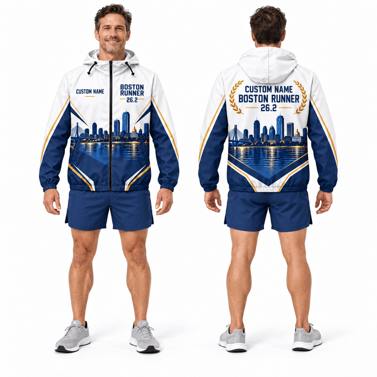 Custom Name Boston Runner 26.2 Running Windbreaker Jacket