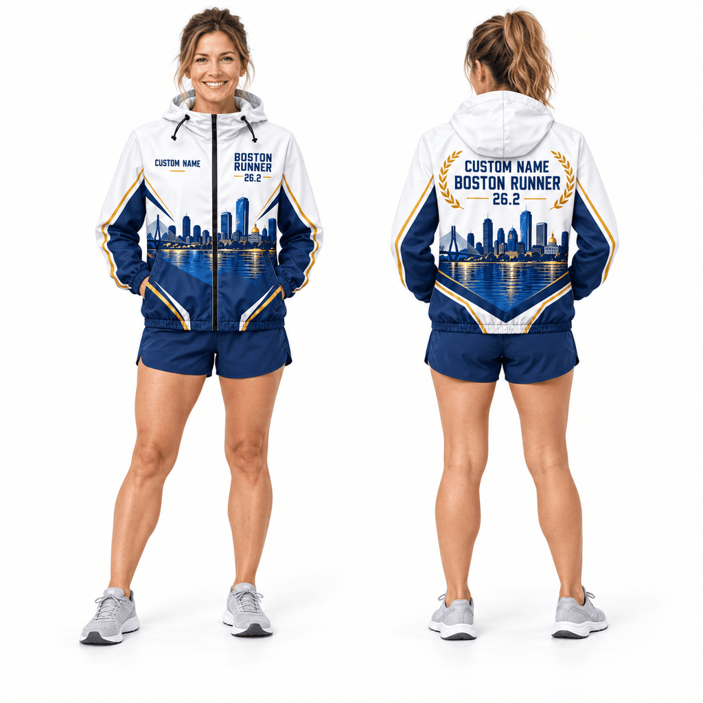 Custom Name Boston Runner 26.2 Running Windbreaker Jacket