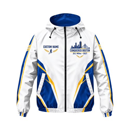 Custom Name Conquered Boston 26.2 2027 Running Windbreaker Jacket