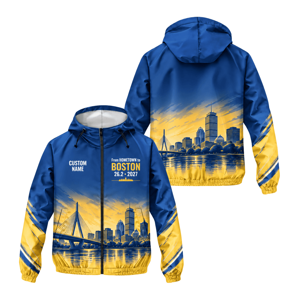 Custom Name Hometown to Boston 2027 Running Windbreaker Jacket