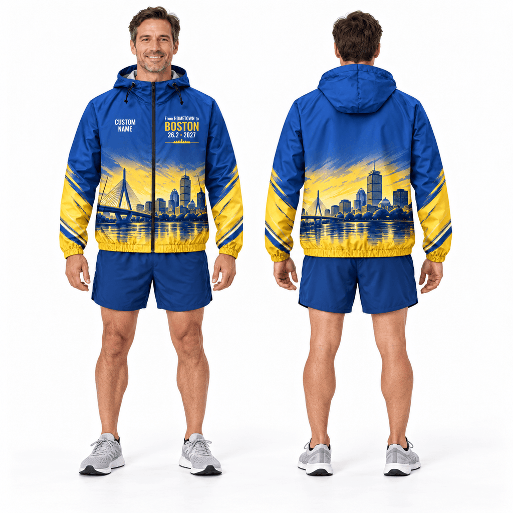 Custom Name Hometown to Boston 2027 Running Windbreaker Jacket