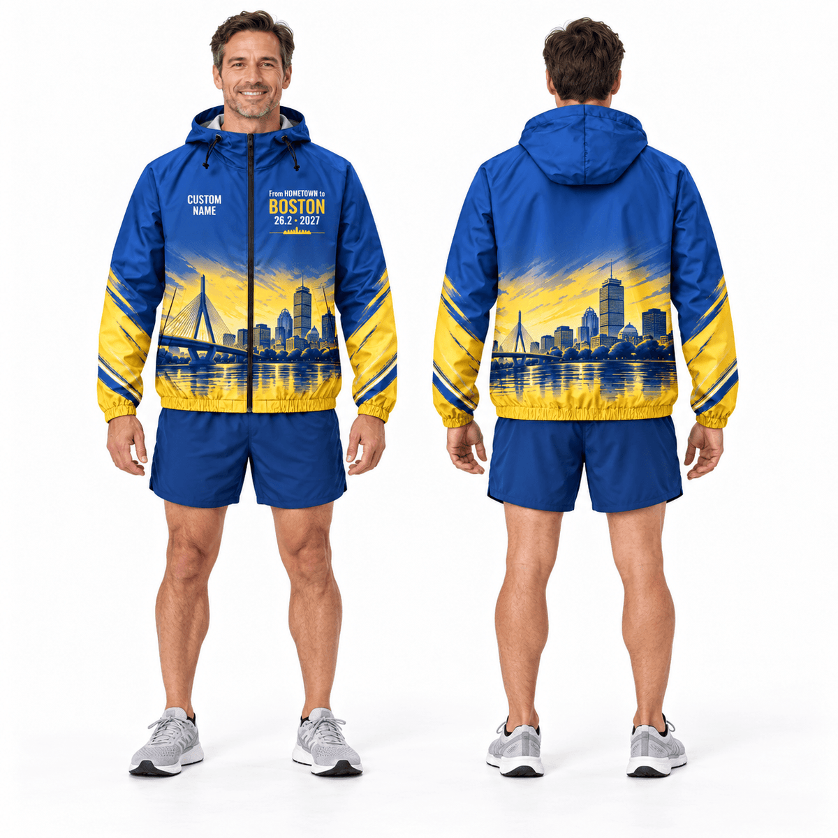 Custom Name Hometown to Boston 2027 Running Windbreaker Jacket