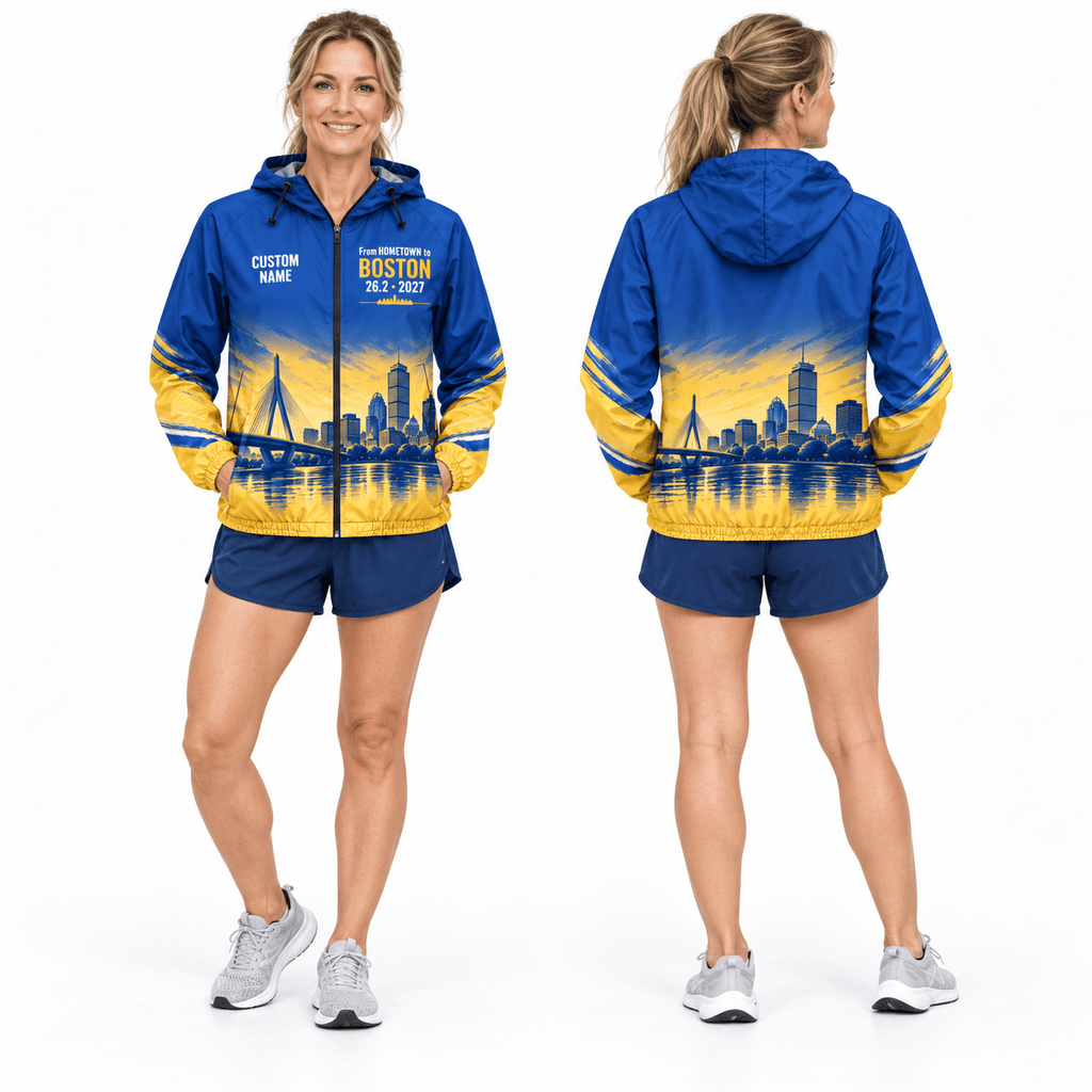 Custom Name Hometown to Boston 2027 Running Windbreaker Jacket