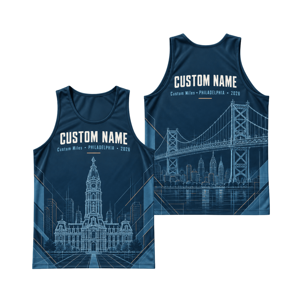 Custom Name Philadelphia 2026 Running Singlet Unisex Marathon Tank Top