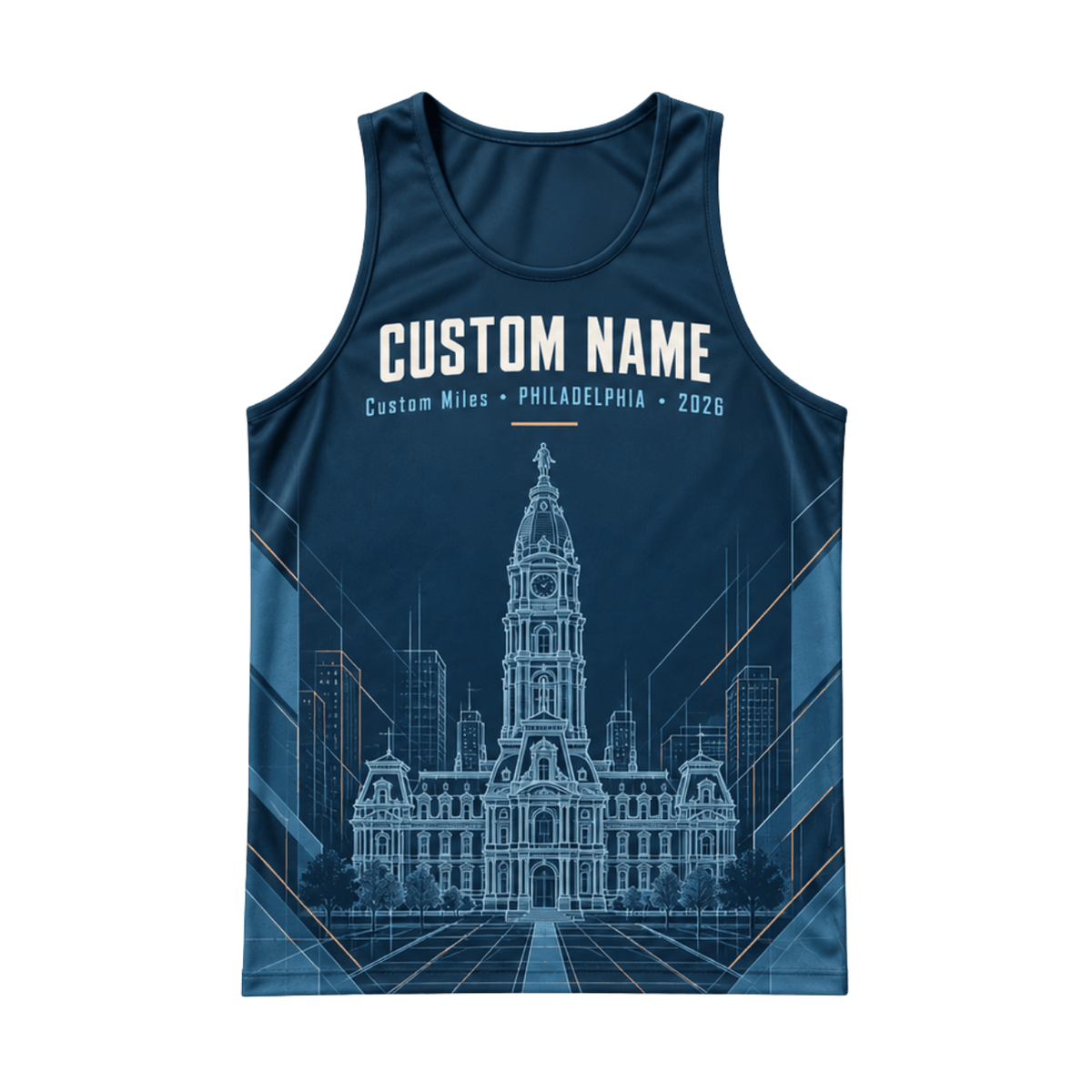 Custom Name Philadelphia 2026 Running Singlet Unisex Marathon Tank Top
