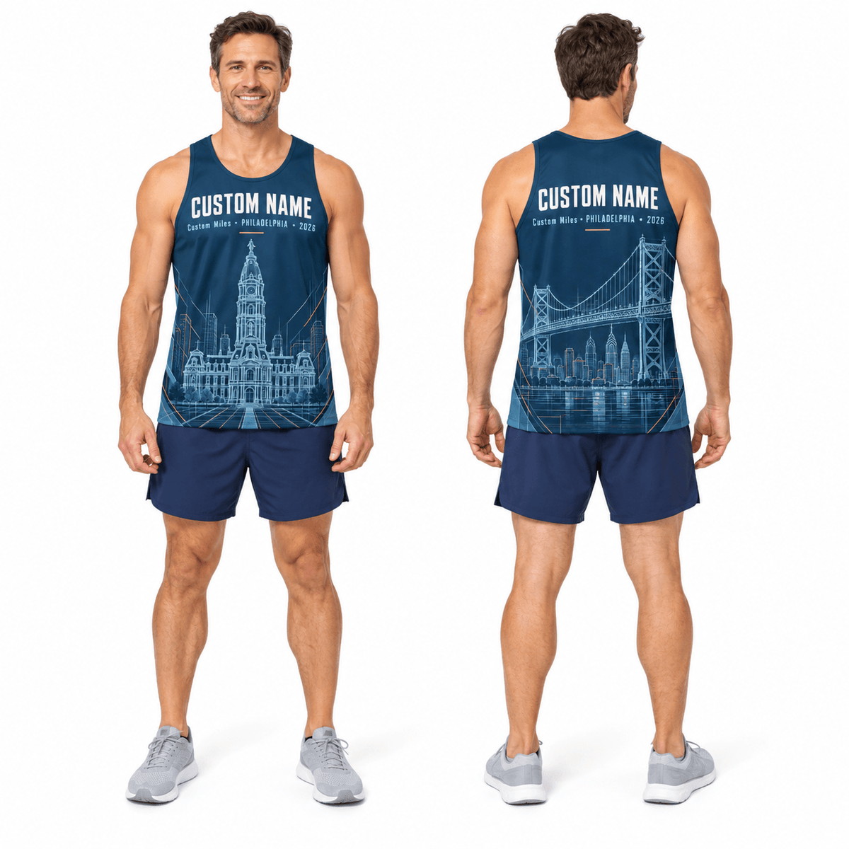 Custom Name Philadelphia 2026 Running Singlet Unisex Marathon Tank Top