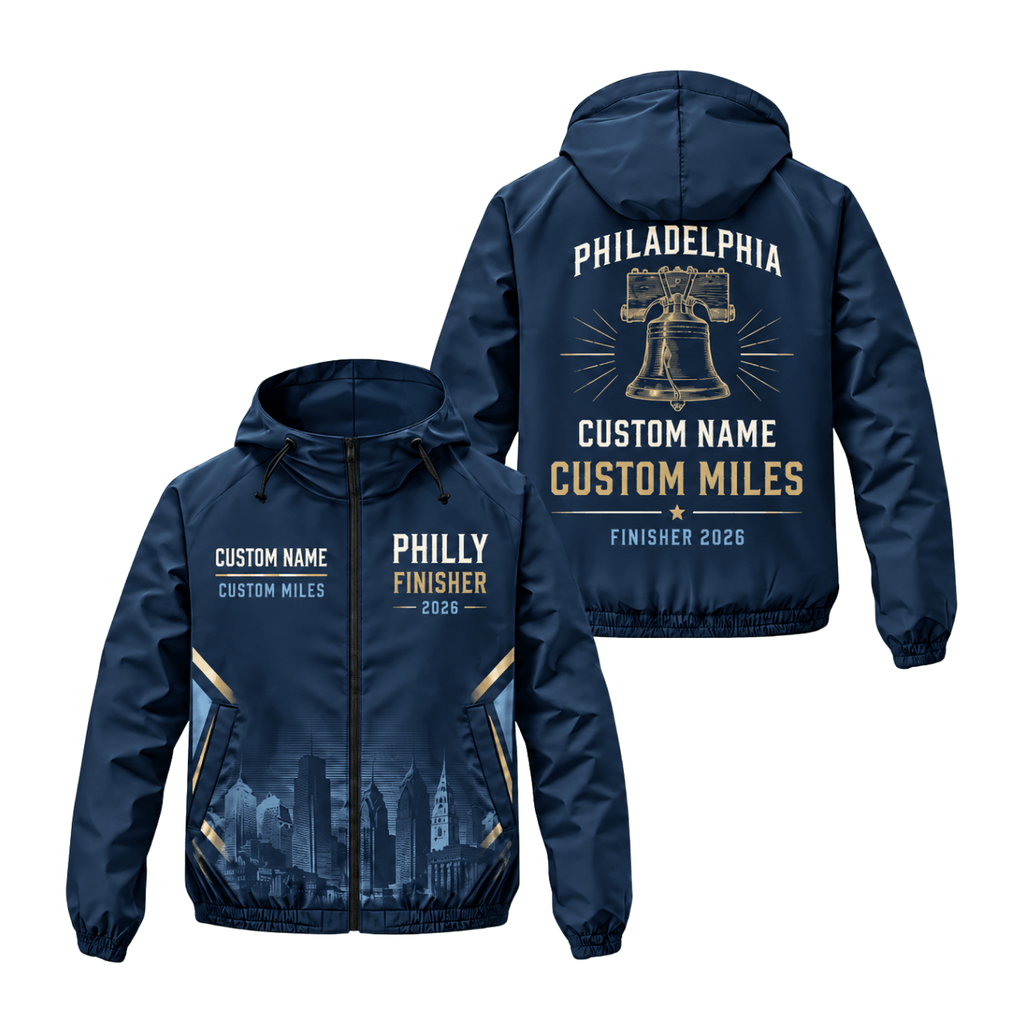 Custom Name Philadelphia Bell Finisher 2026 Running Windbreaker Jacket