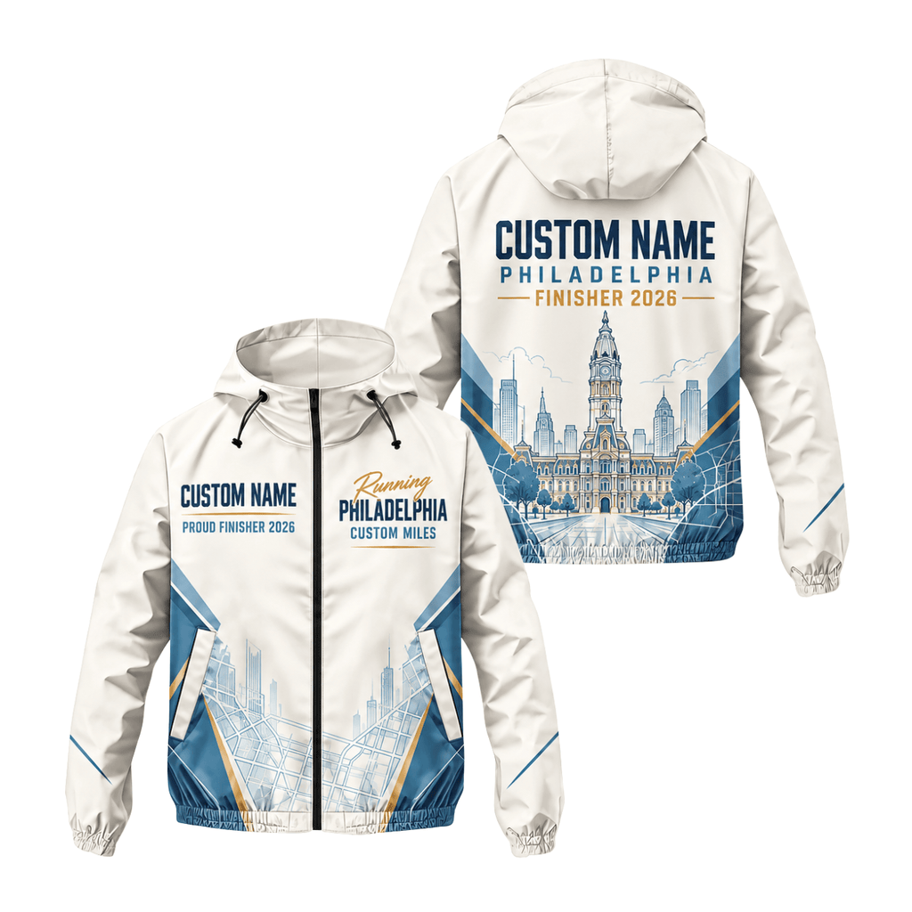 Custom Name Philadelphia Finisher 2026 Running Windbreaker Jacket
