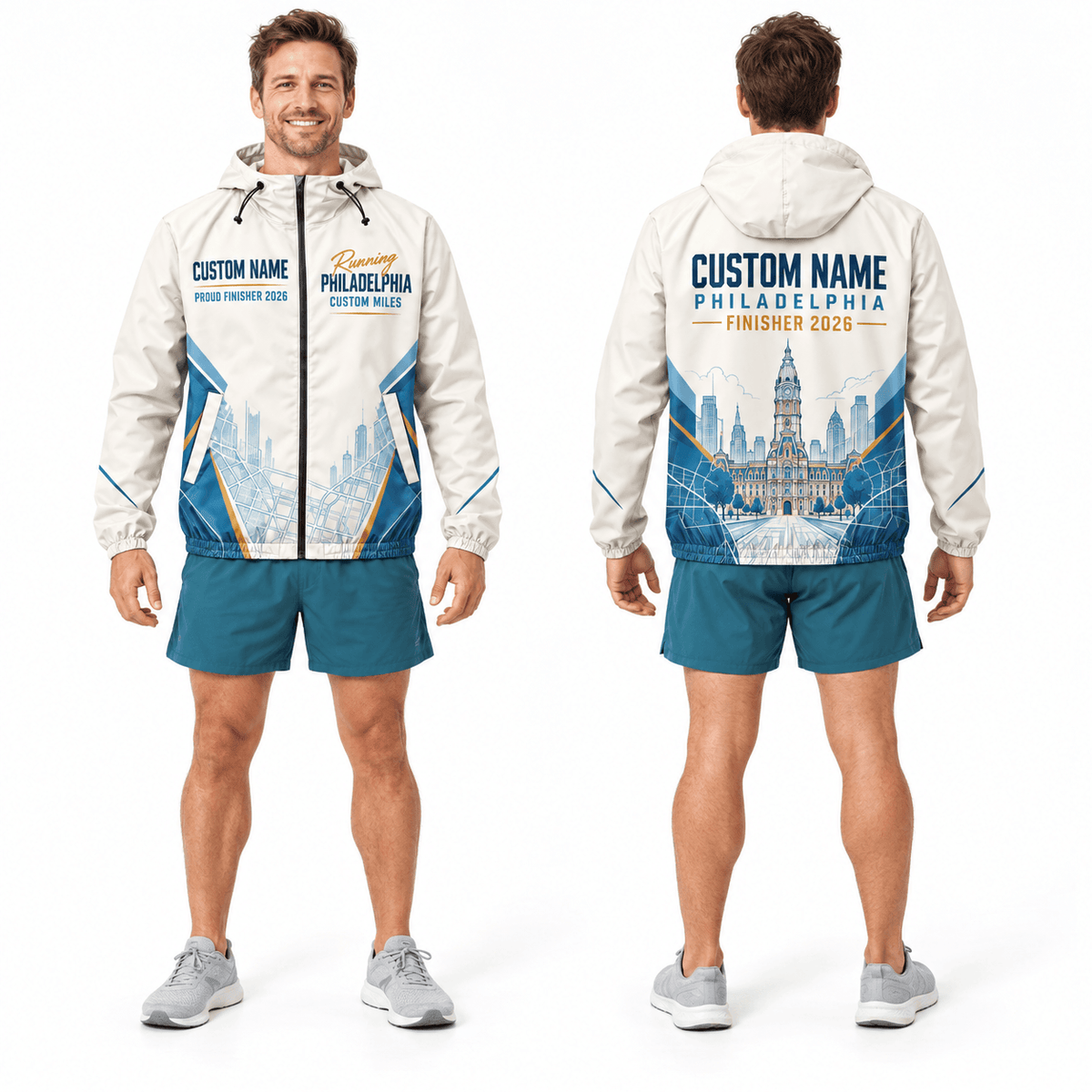 Custom Name Philadelphia Finisher 2026 Running Windbreaker Jacket