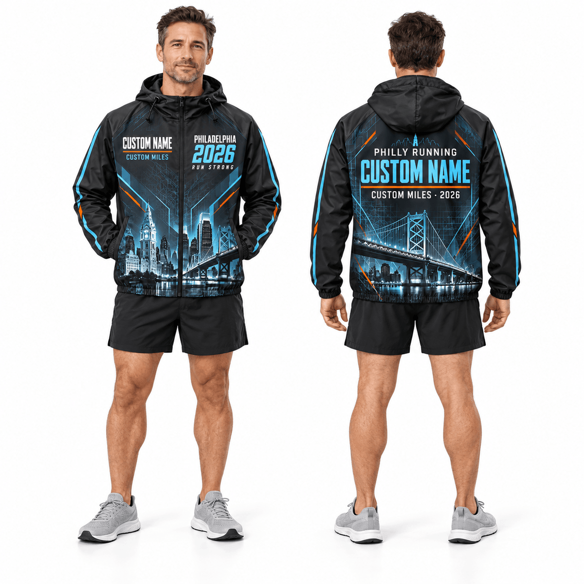 Custom Name Philadelphia Run Strong 2026 Running Windbreaker Jacket