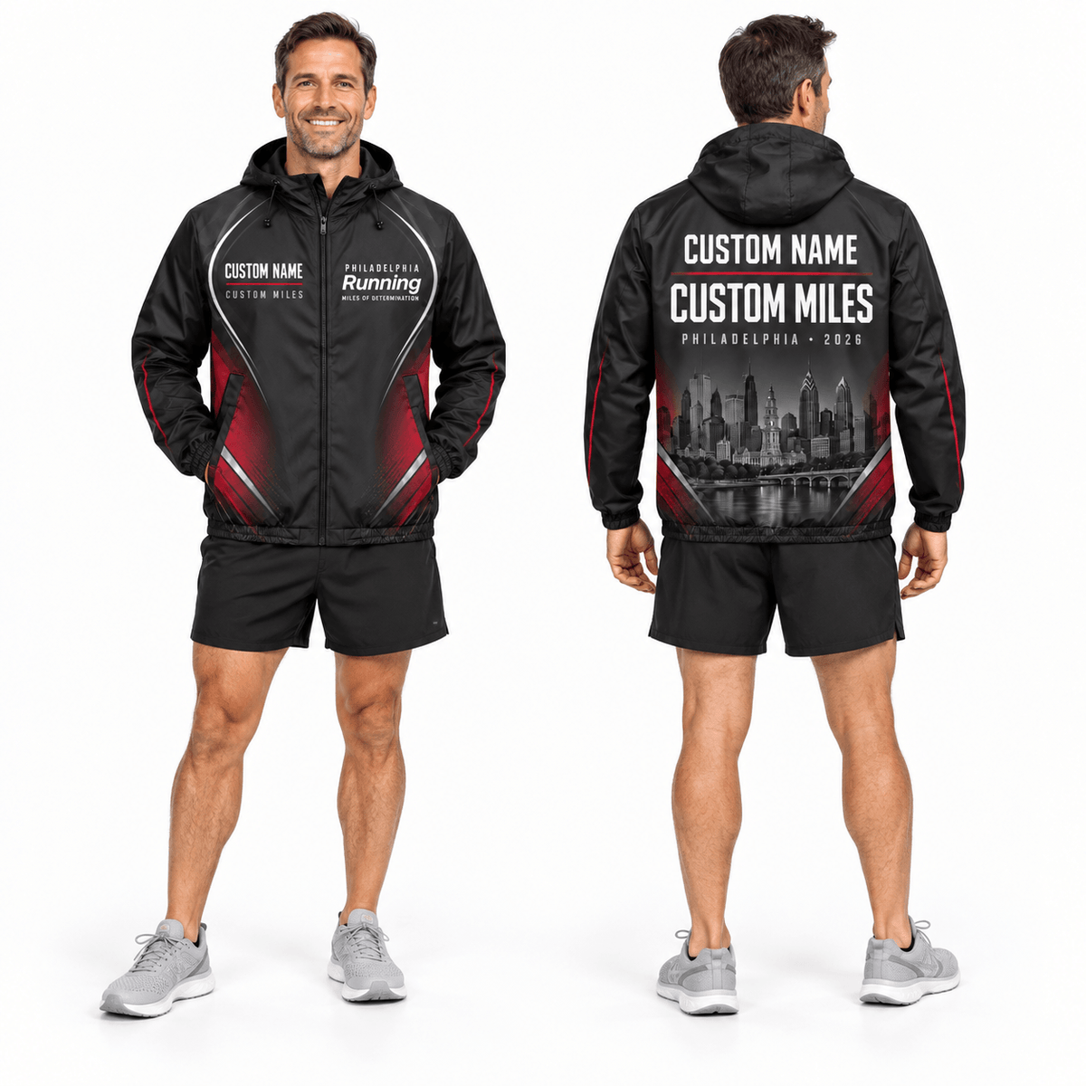 Custom Name Philadelphia Running 2026 Running Windbreaker Jacket