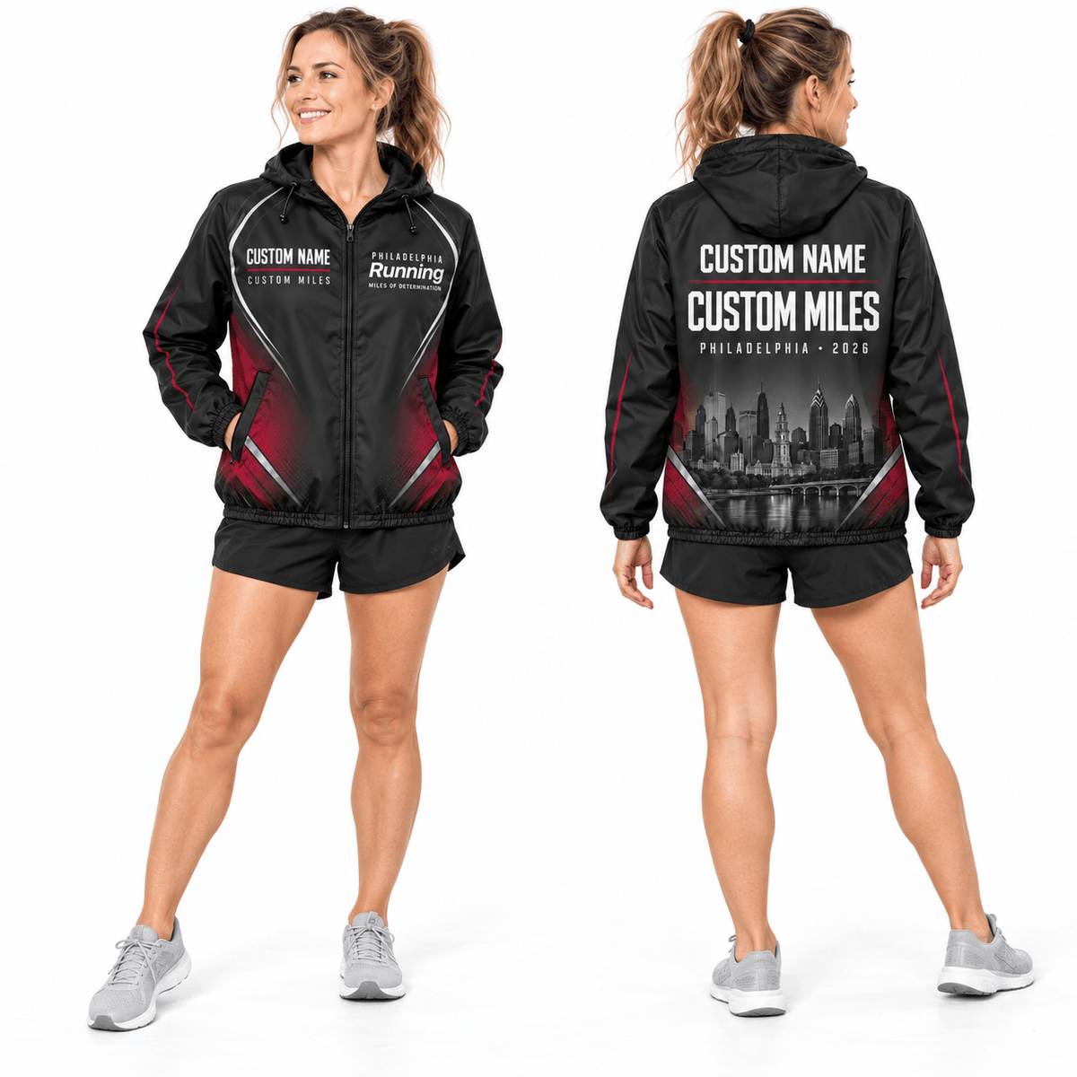 Custom Name Philadelphia Running 2026 Running Windbreaker Jacket