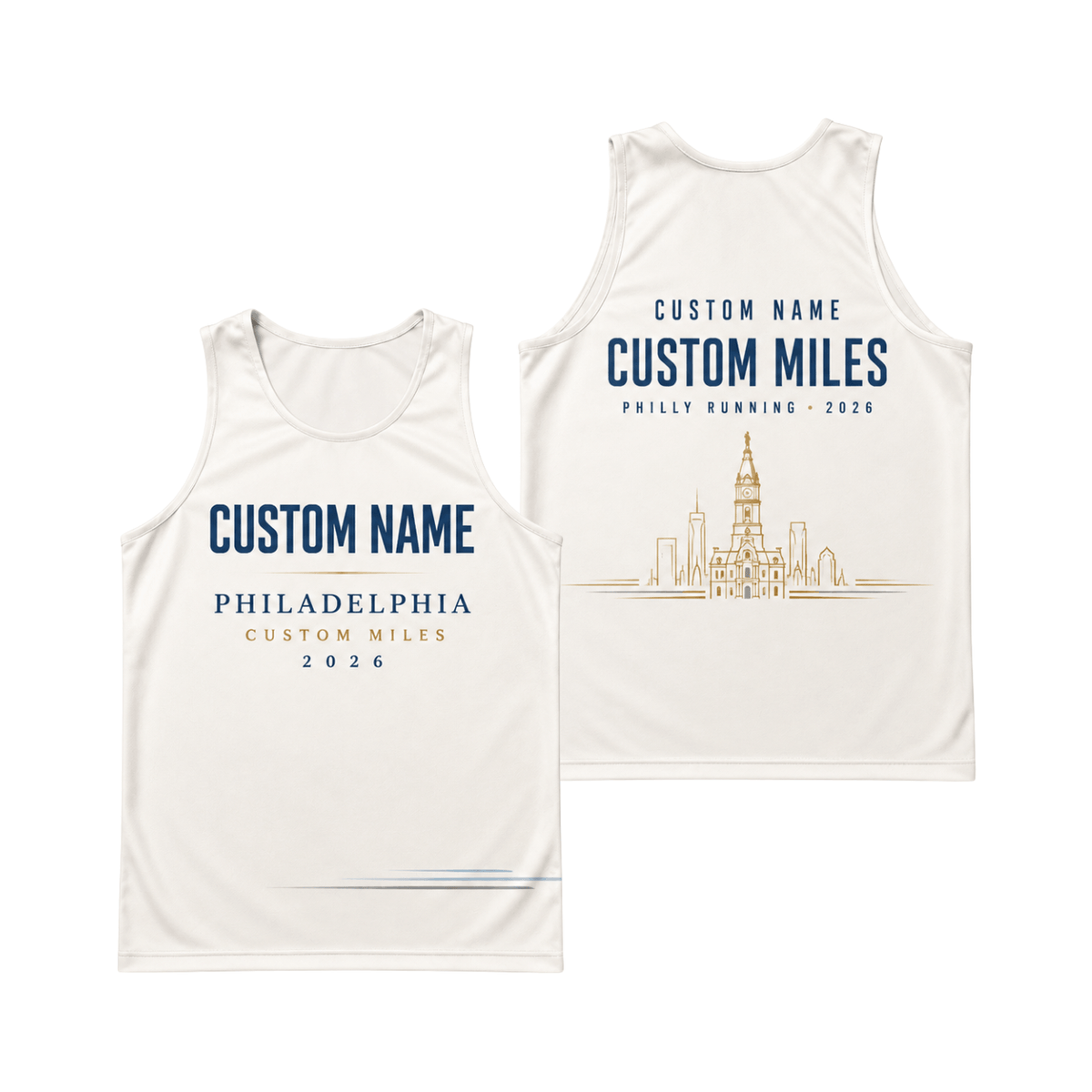 Custom Name Philly Miles 2026 Running Singlet Unisex Marathon Tank Top