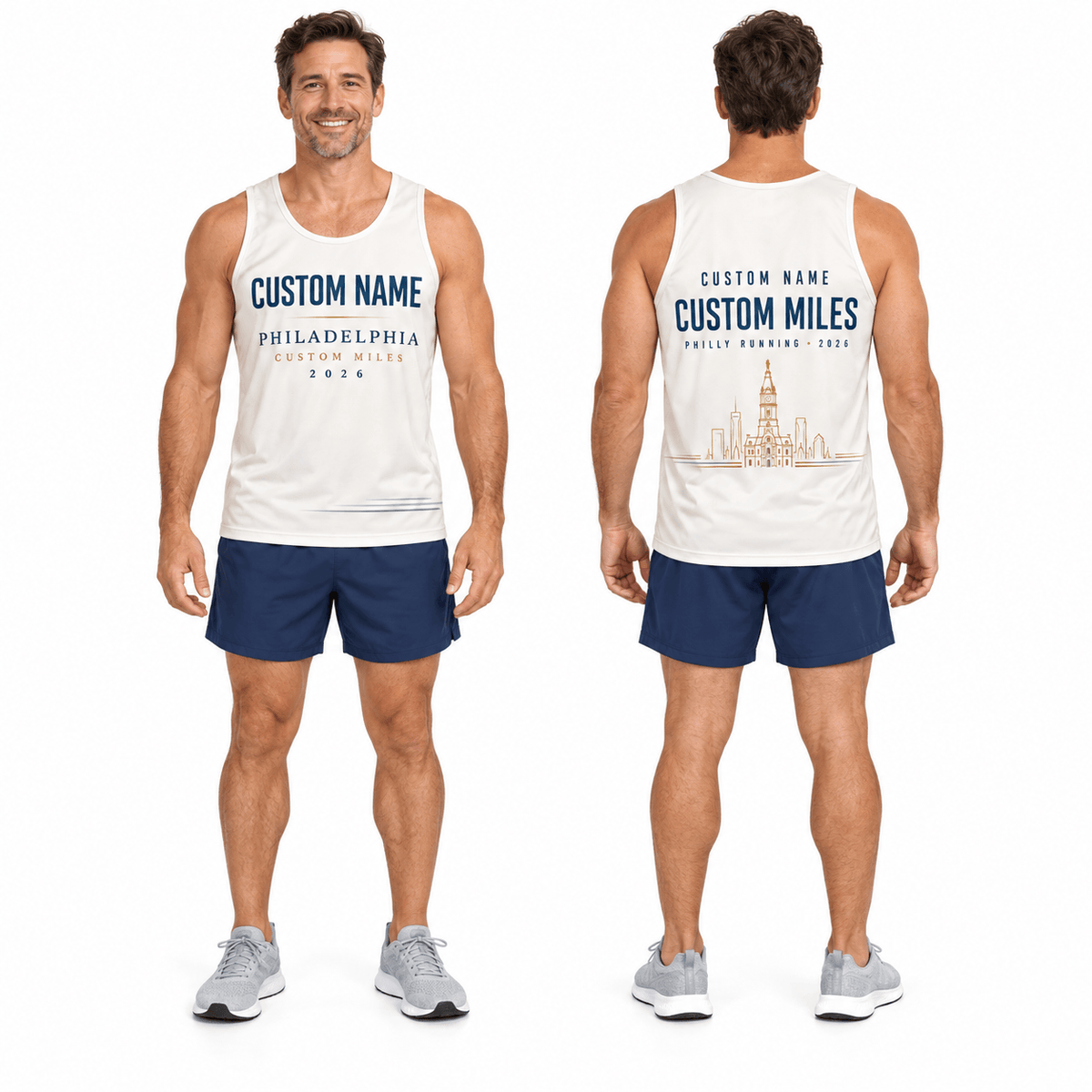 Custom Name Philly Miles 2026 Running Singlet Unisex Marathon Tank Top