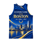 Custom Name Runs Boston 2027 Running Singlet Unisex Marathon Tank Top