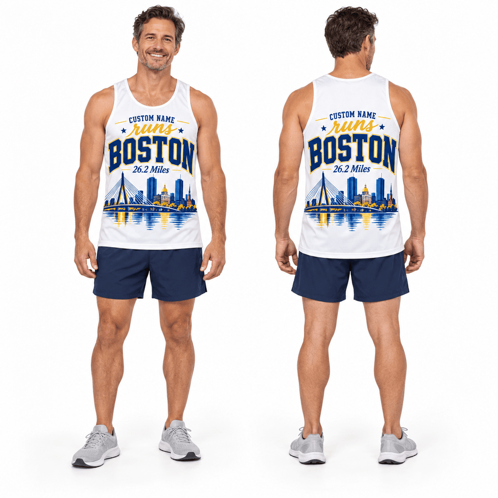 Custom Name Runs Boston 26.2 Running Singlet Unisex Marathon Tank Top