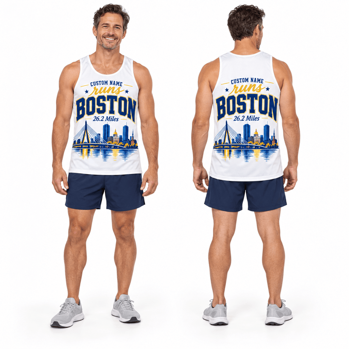 Custom Name Runs Boston 26.2 Running Singlet Unisex Marathon Tank Top