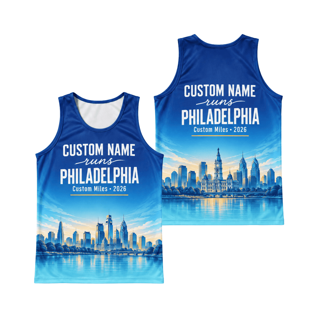 Custom Name Runs Philadelphia Running Singlet Unisex Marathon Tank Top