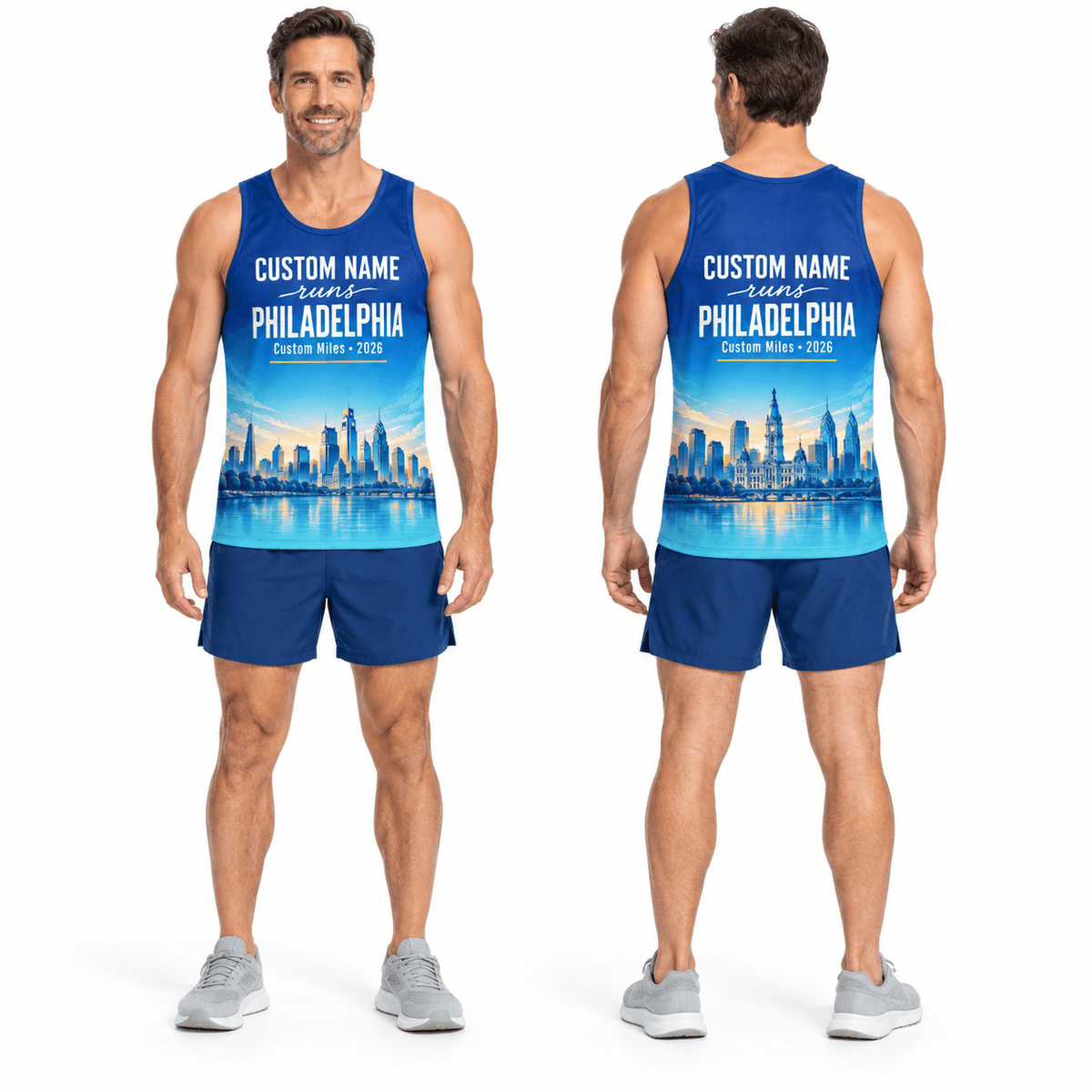 Custom Name Runs Philadelphia Running Singlet Unisex Marathon Tank Top