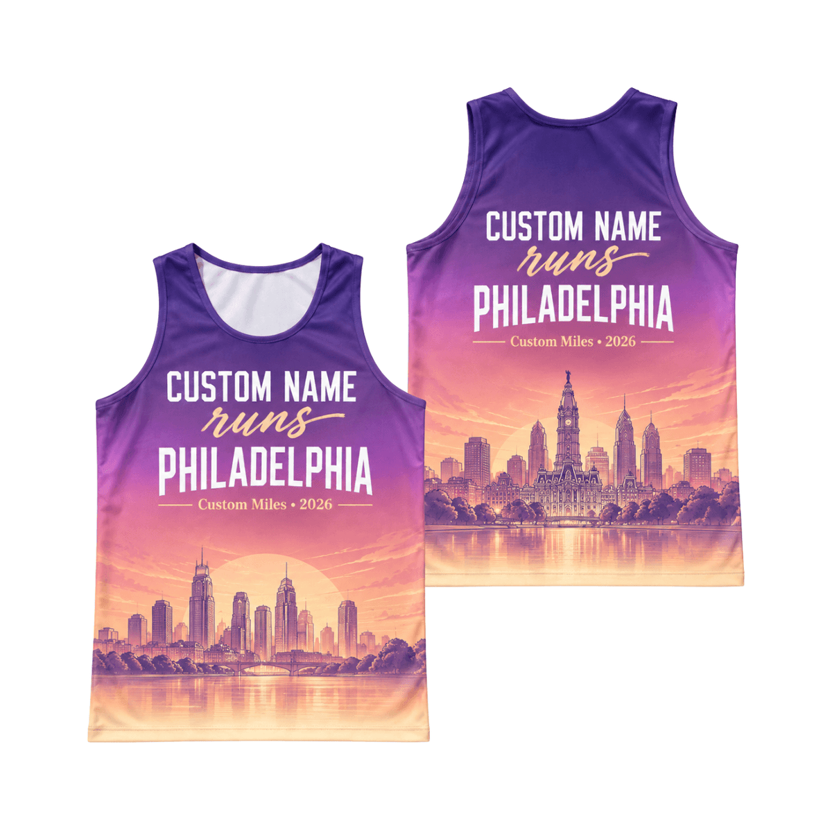 Custom Name Runs Philly 2026 Running Singlet Unisex Marathon Tank Top