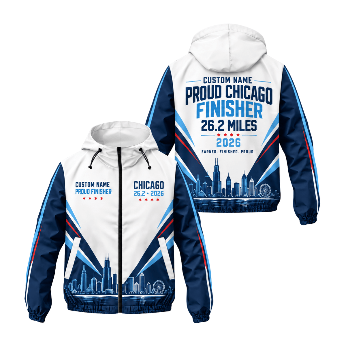 Customized Proud Chicago Finisher 26.2 2026 Running Windbreaker Jacket