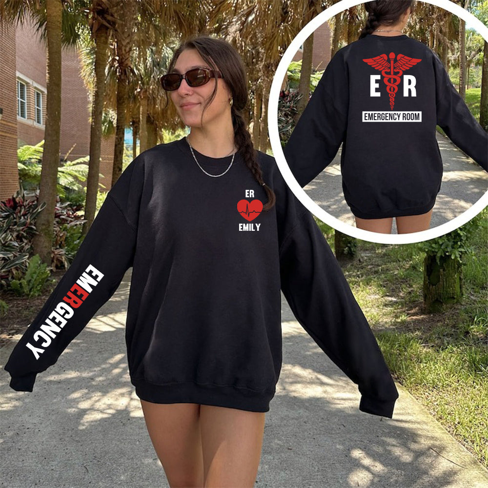 ER Department Sweatshirt - Custom ER Sweatshirt, ER Emergency Room Sweatshirt, Personalized ER Sweatshirt