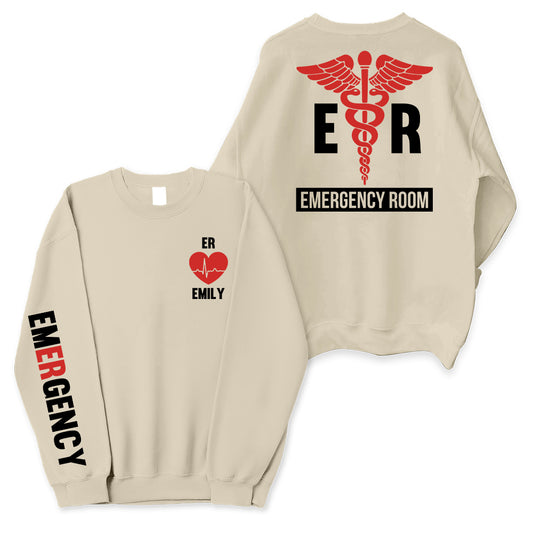 ER Department Sweatshirt - Custom ER Sweatshirt, ER Emergency Room Sweatshirt, Personalized ER Sweatshirt