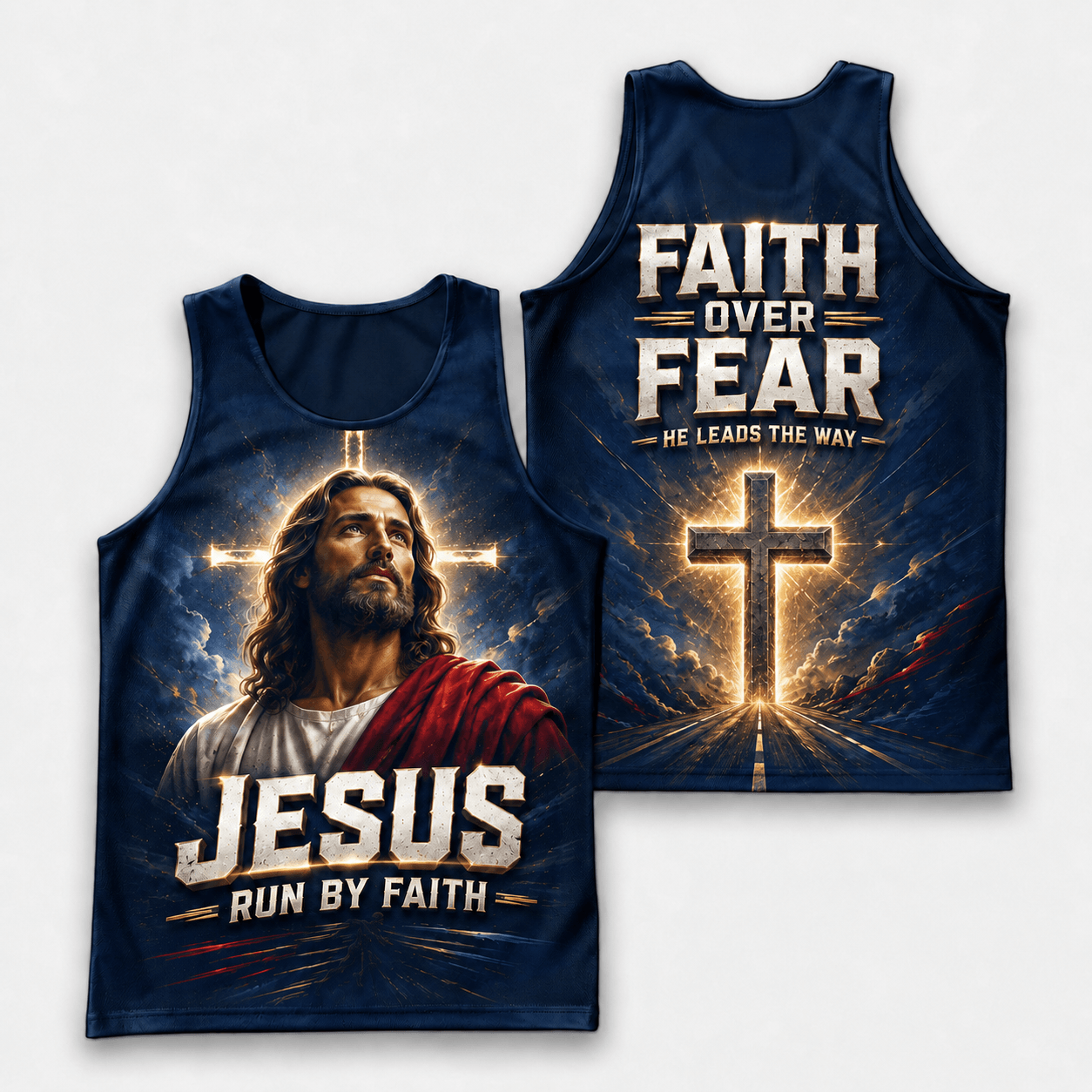 Faith Over Fear Running Tank Top - Christian Tech Running Singlet