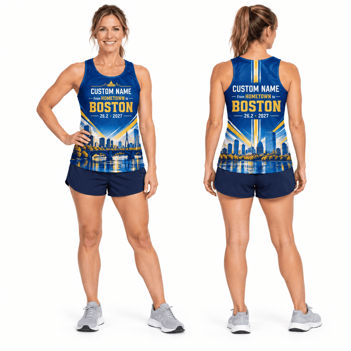 From Hometown To Boston 2027 Running Singlet Unisex Marathon Tank Top