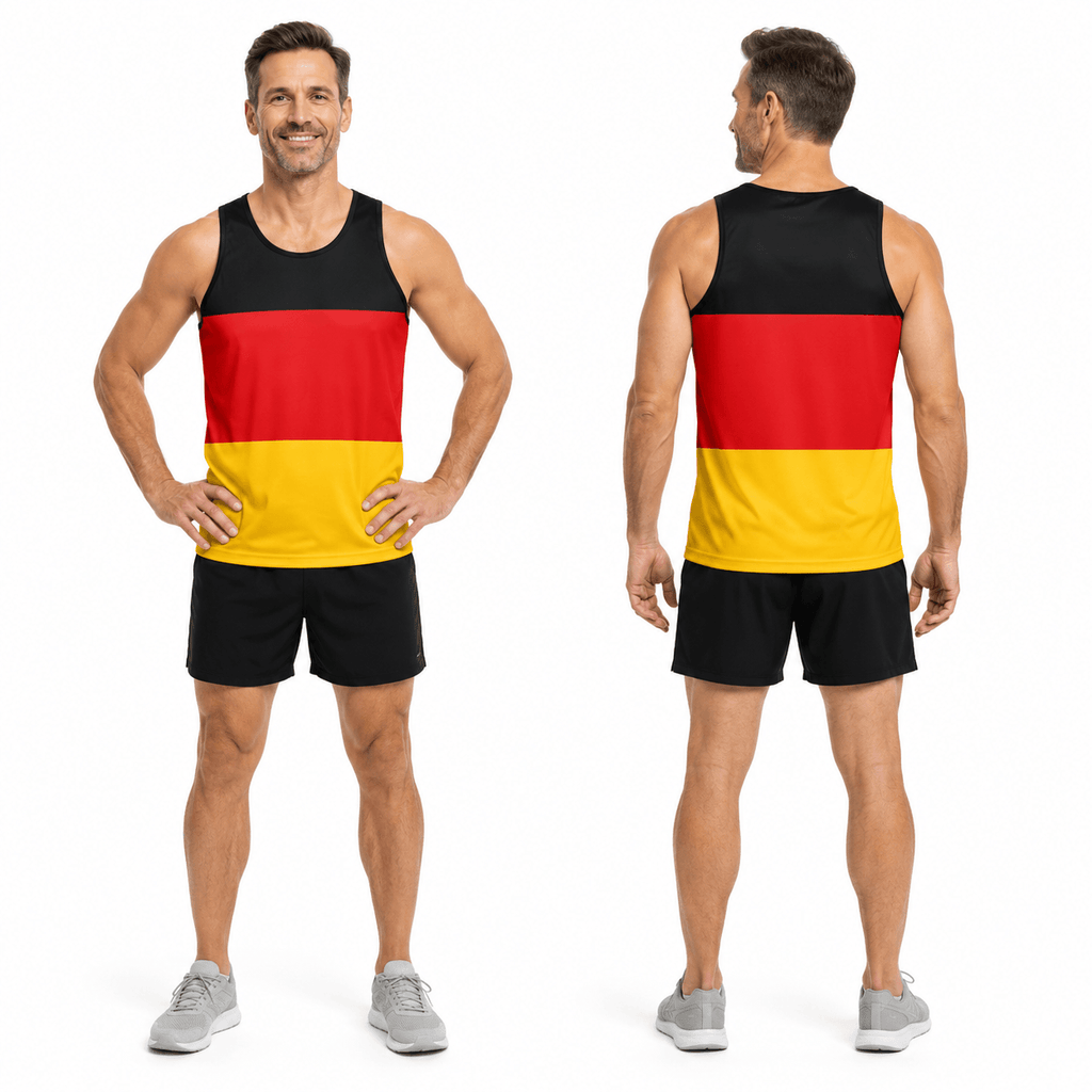 Germany Running Tank Top Black Red Gold Flag Running Singlet for Men and Women