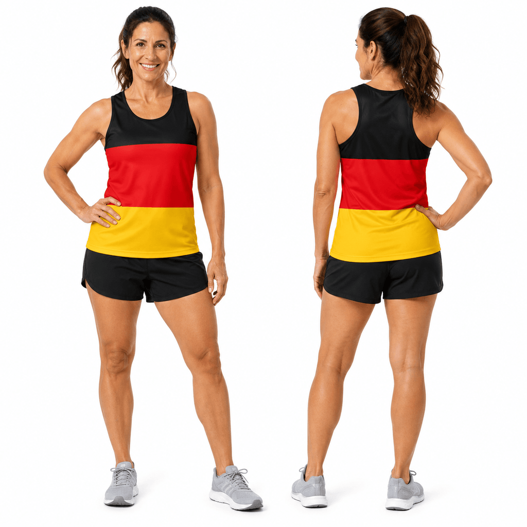 Germany Running Tank Top Black Red Gold Flag Running Singlet for Men and Women