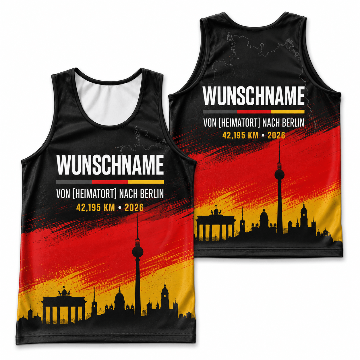 Germany Running Tank Top Custom Name 42.195 KM Berlin Running Singlet for Men and Women