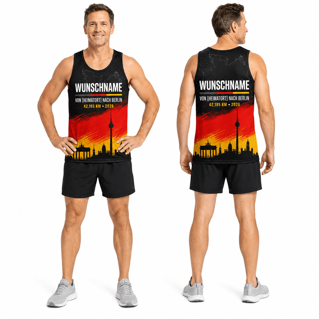 Germany Running Tank Top Custom Name 42.195 KM Berlin Running Singlet for Men and Women