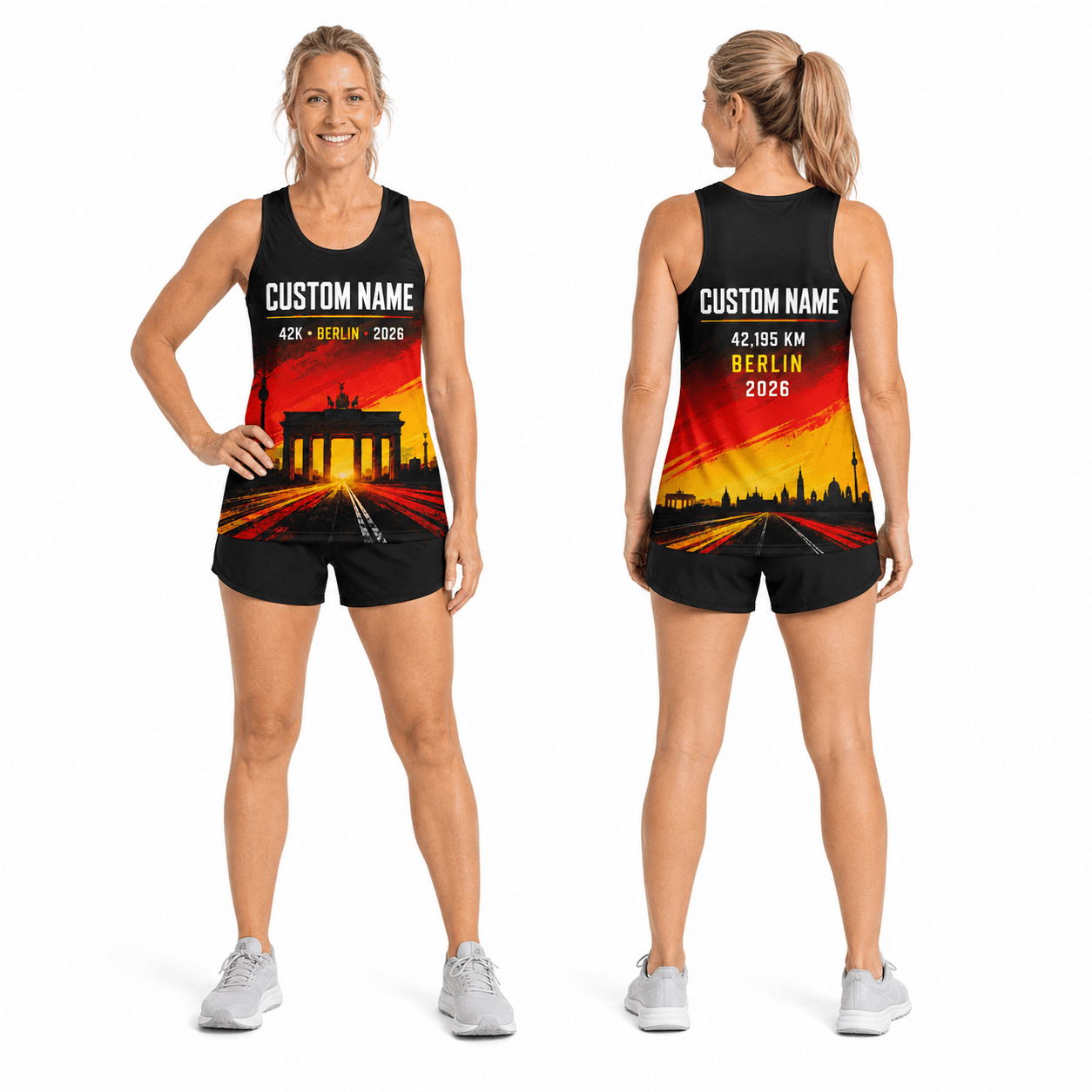 Germany Running Tank Top Custom Name 42K 2026 Road To Berlin Running Singlet for Men and Women