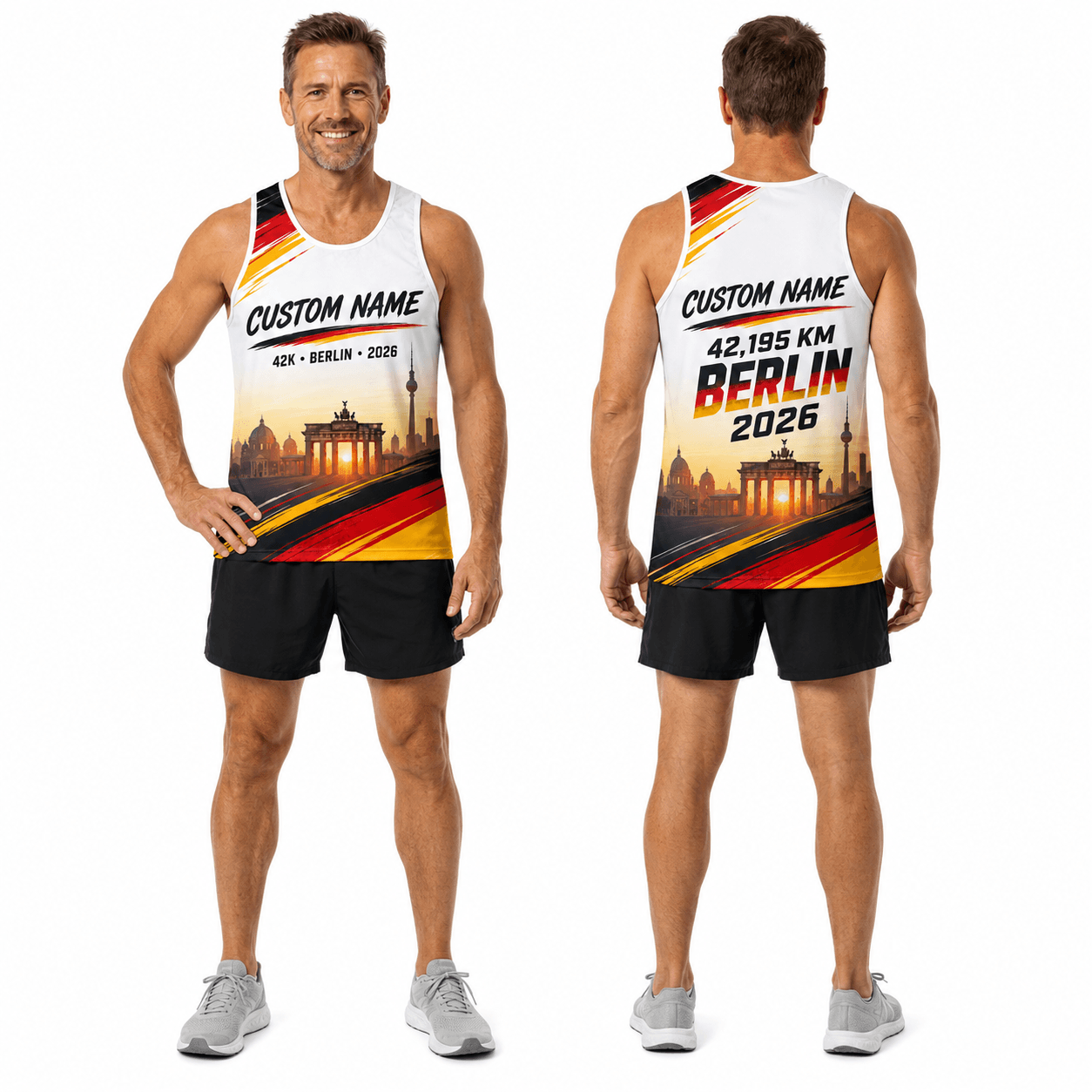 Germany Running Tank Top Custom Name 42K 2026 Sunrise Berlin Running Singlet for Men and Women