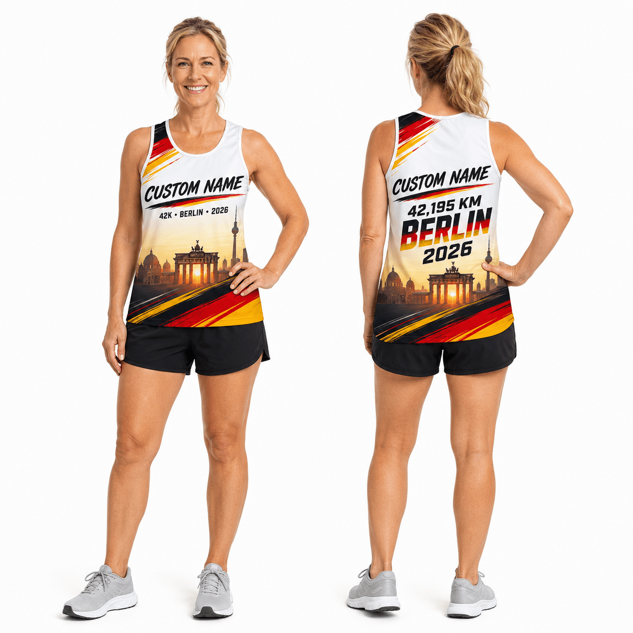 Germany Running Tank Top Custom Name 42K 2026 Sunrise Berlin Running Singlet for Men and Women