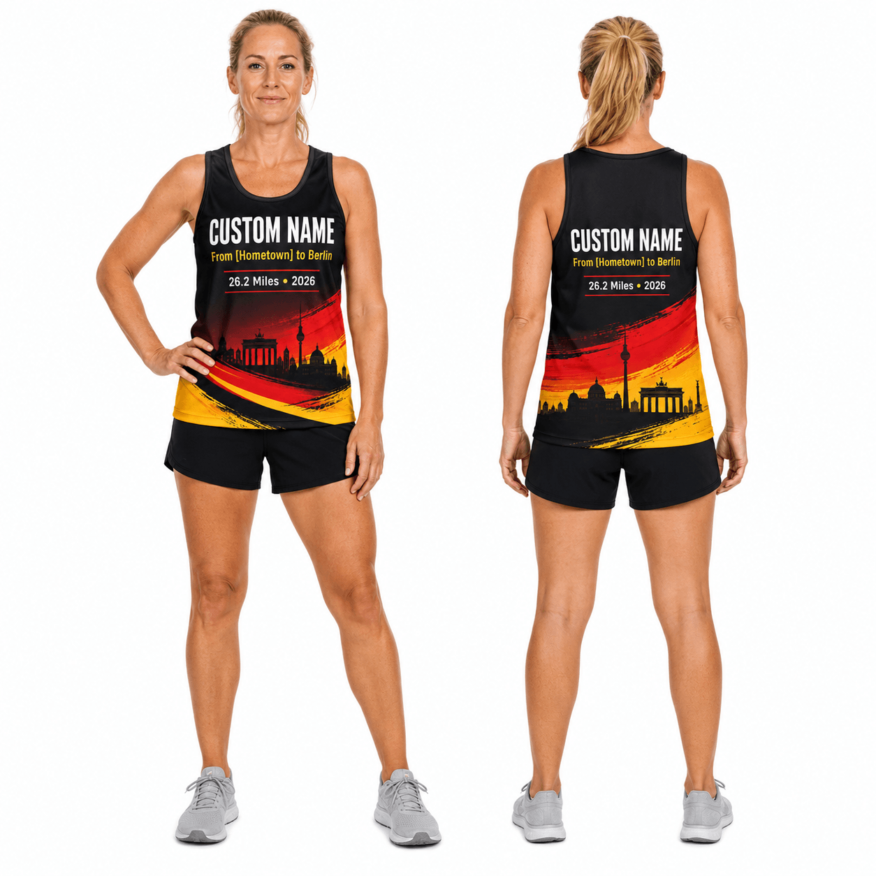 Germany Running Tank Top Custom Name From Hometown To Berlin Running Singlet for Men and Women