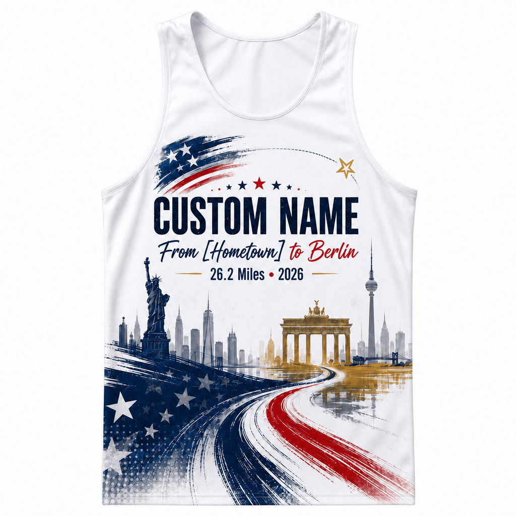 Germany Running Tank Top Custom Name USA To Berlin 2026 Running Singlet for Men and Women