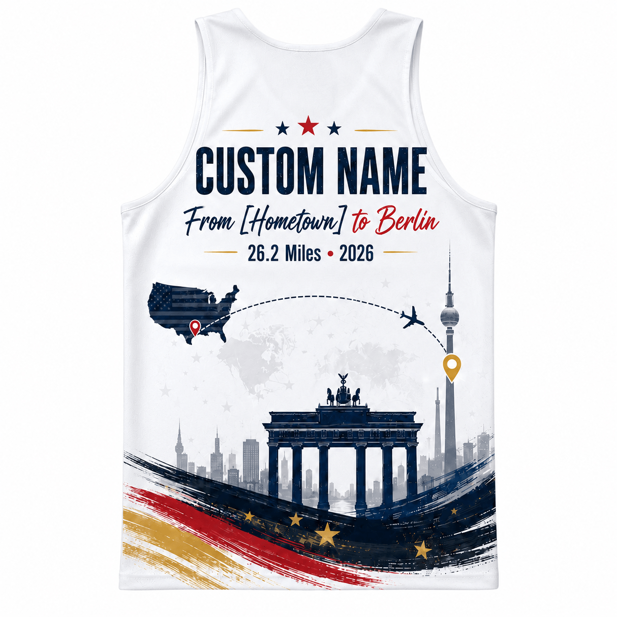 Germany Running Tank Top Custom Name USA To Berlin 2026 Running Singlet for Men and Women