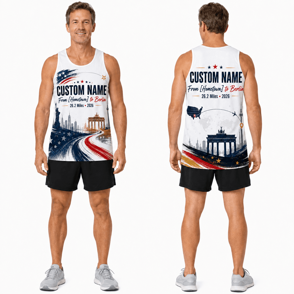 Germany Running Tank Top Custom Name USA To Berlin 2026 Running Singlet for Men and Women