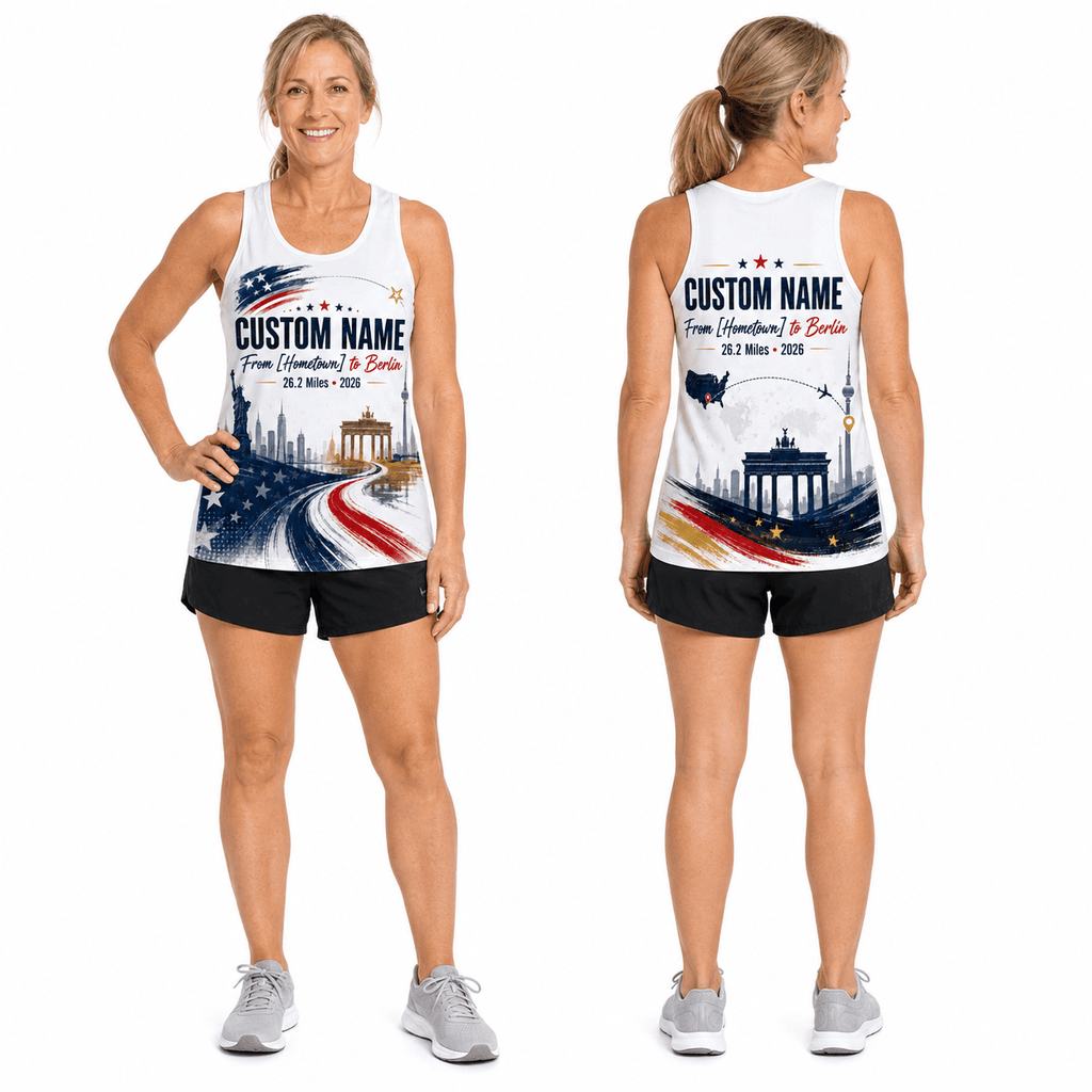 Germany Running Tank Top Custom Name USA To Berlin 2026 Running Singlet for Men and Women
