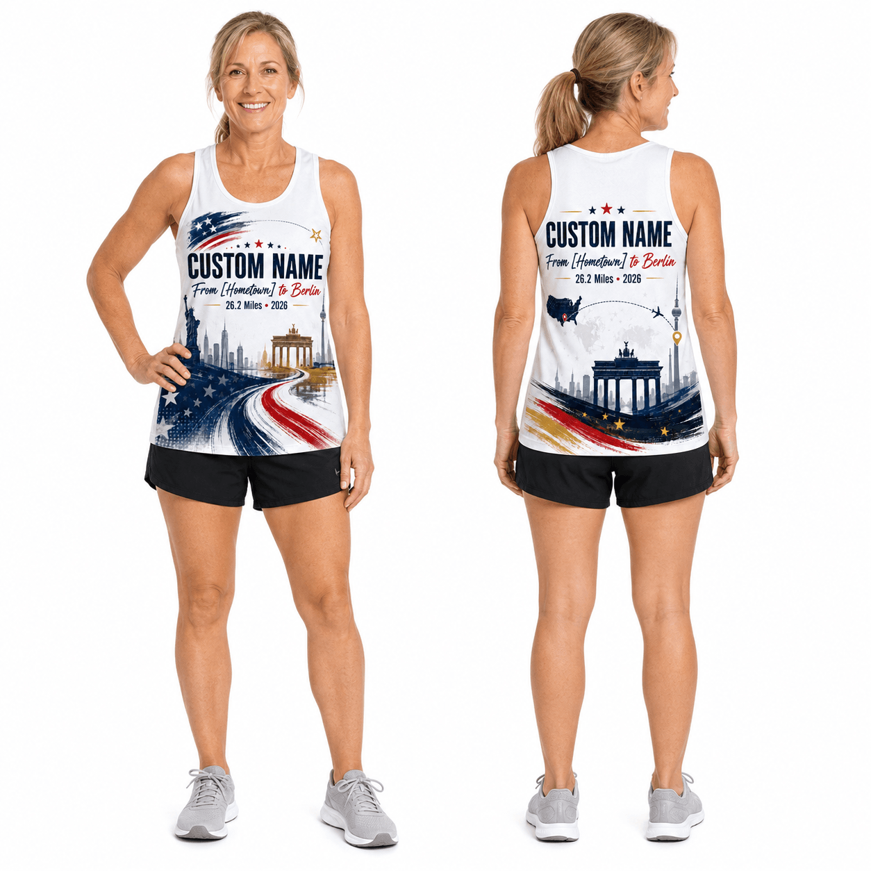 Germany Running Tank Top Custom Name USA To Berlin 2026 Running Singlet for Men and Women