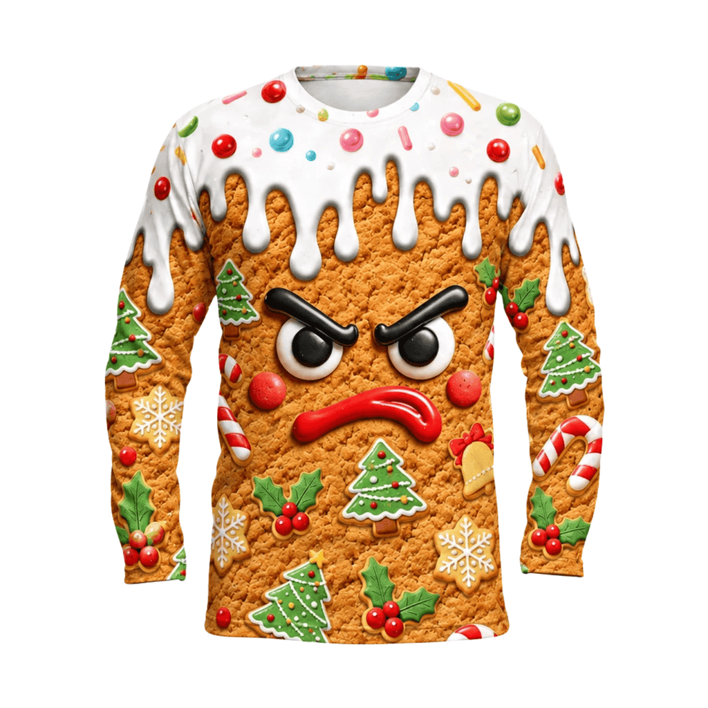 Grumpy Christmas Gingerbread Funny Unisex Running Long Sleeve Shirt