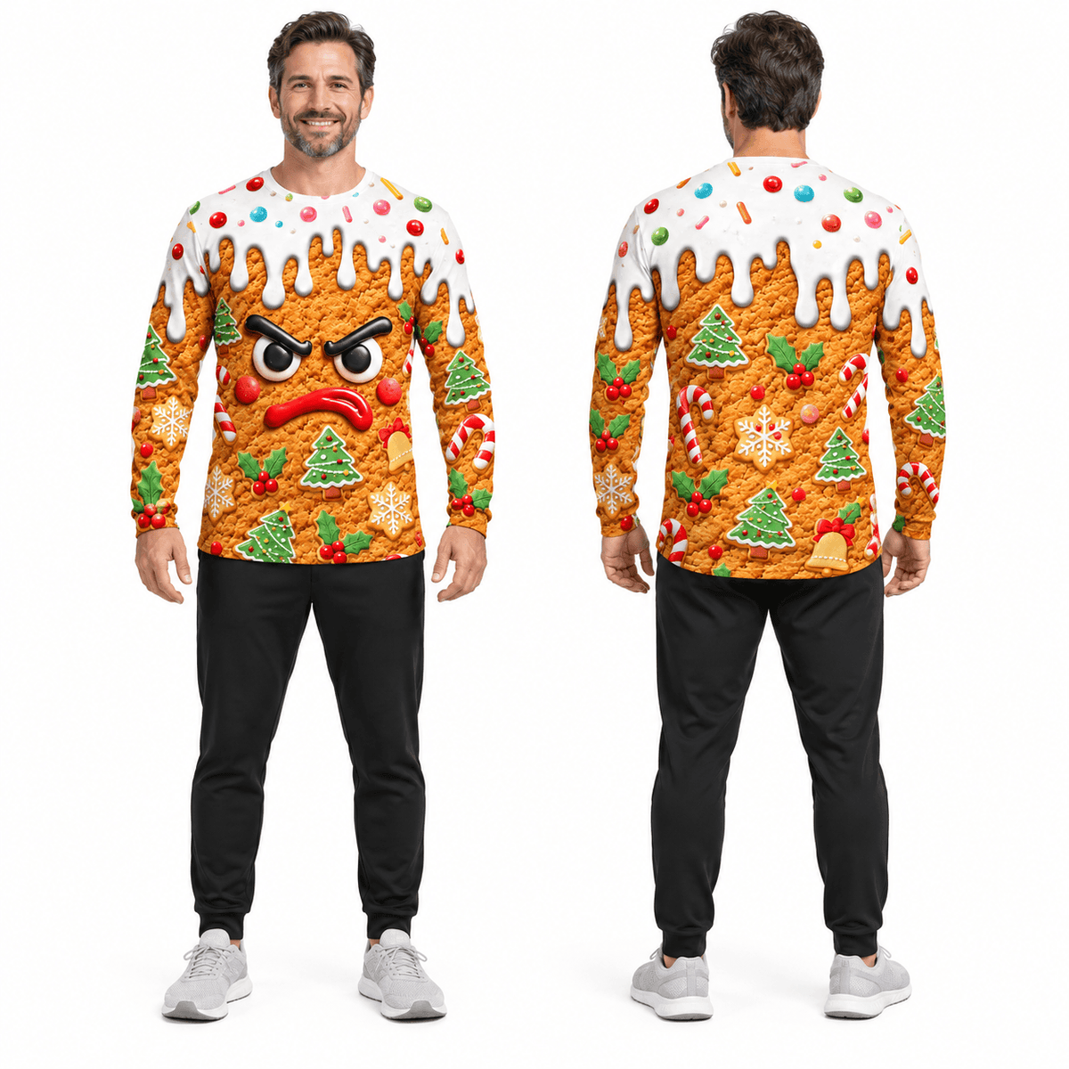 Grumpy Christmas Gingerbread Funny Unisex Running Long Sleeve Shirt