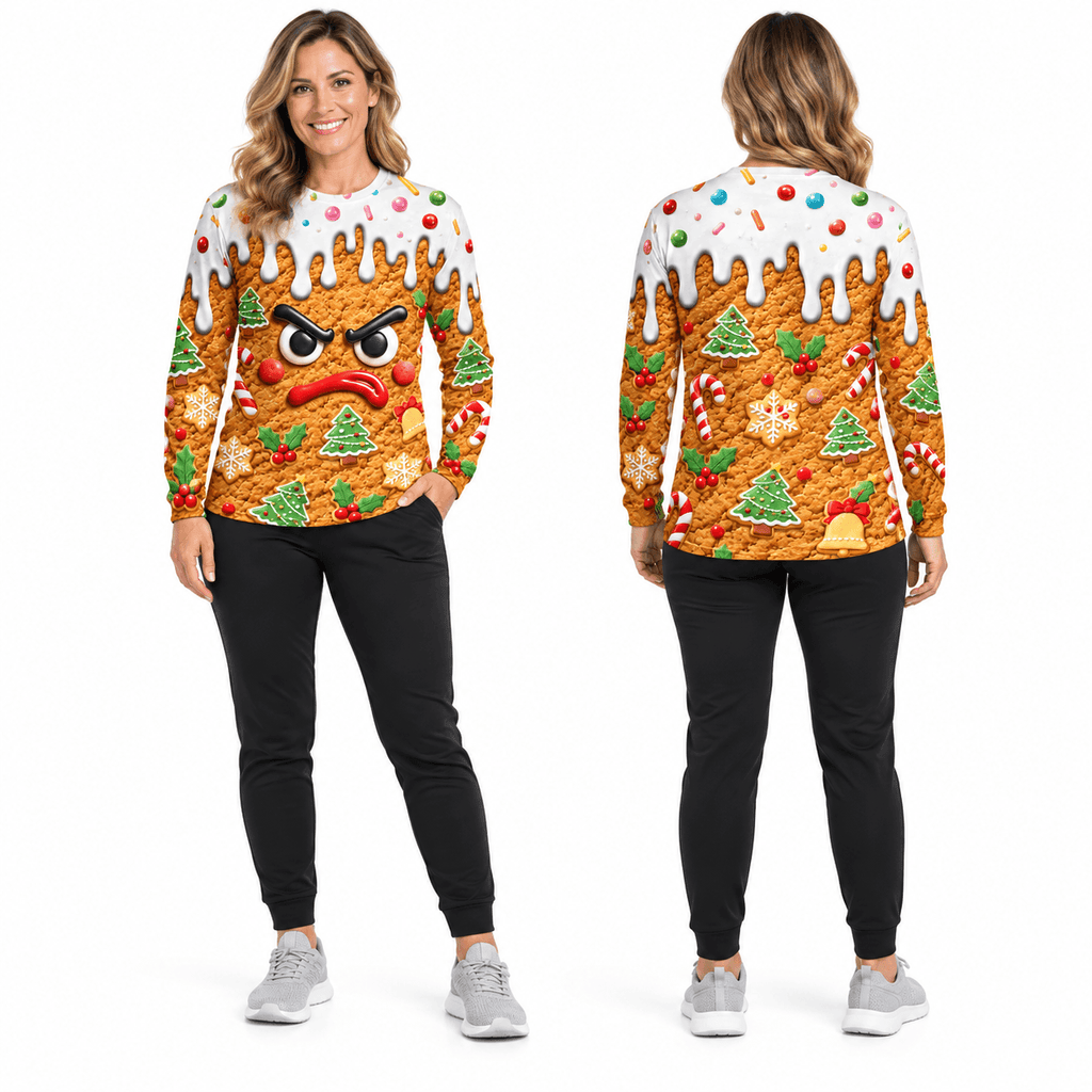 Grumpy Christmas Gingerbread Funny Unisex Running Long Sleeve Shirt
